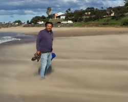 Windy walk on Towradgi Beach2